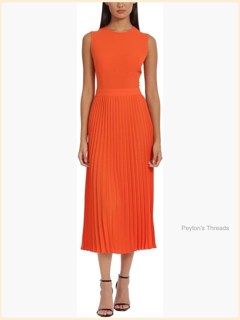Sleeveless Mermaid Midi Dress With Pleated Skirt